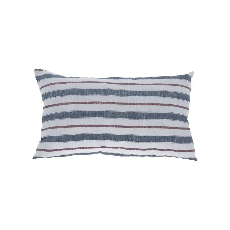 Rectangular Navy & Red Striped Cushion image 0