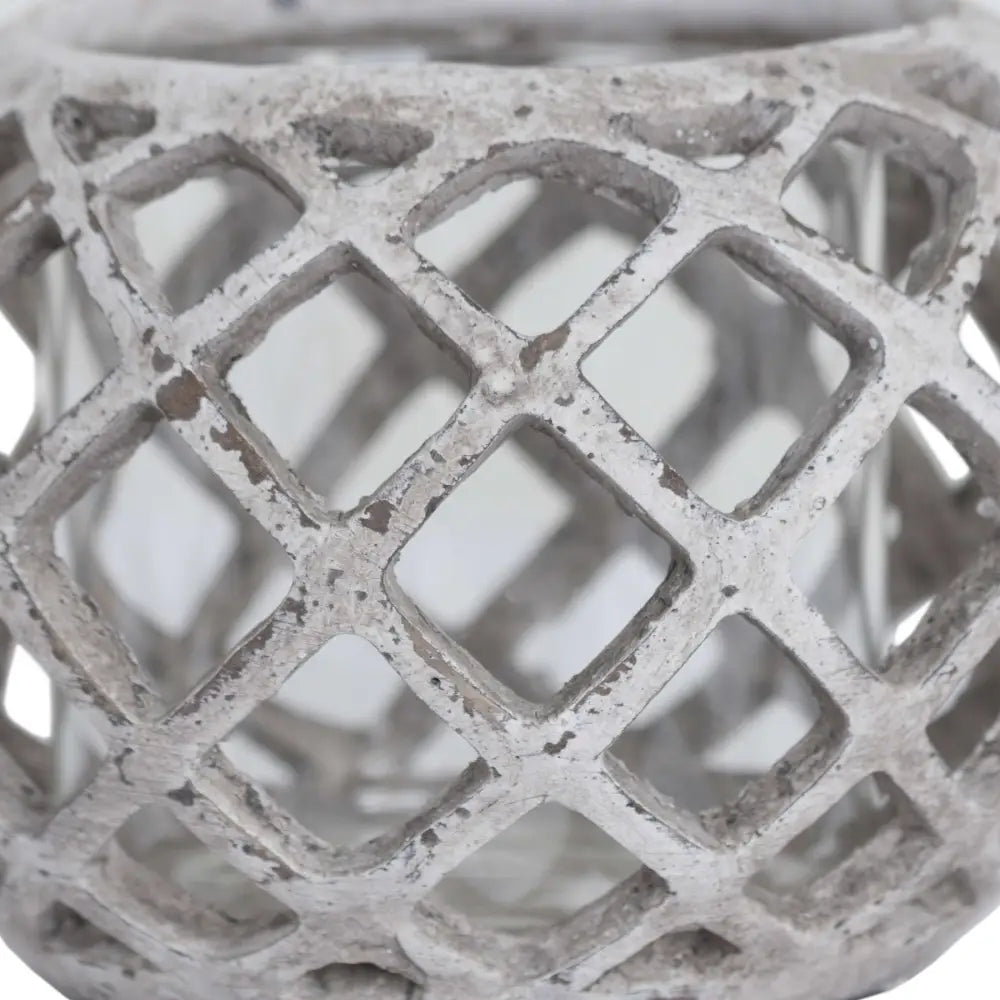 Round Ceramic Lattice Hurricane Lantern - Large image 1