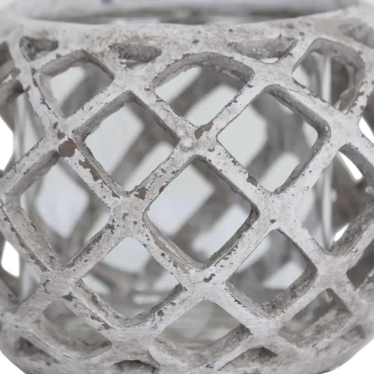 Round Ceramic Lattice Hurricane Lantern - Large image 1