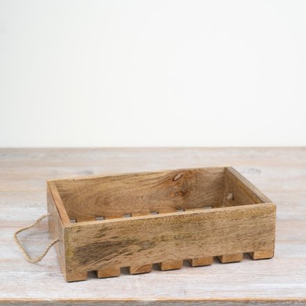 Small Slatted Wood Serving Tray