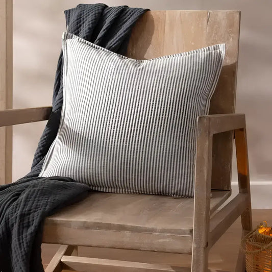 Truro Stripe Reversible Cushion Grey image 1
