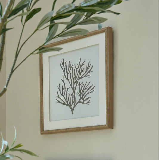 Reef Coral Art Mounted In Beaded Frame