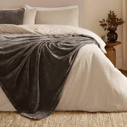 Heavy Chenille Velvet Throw Charcoal