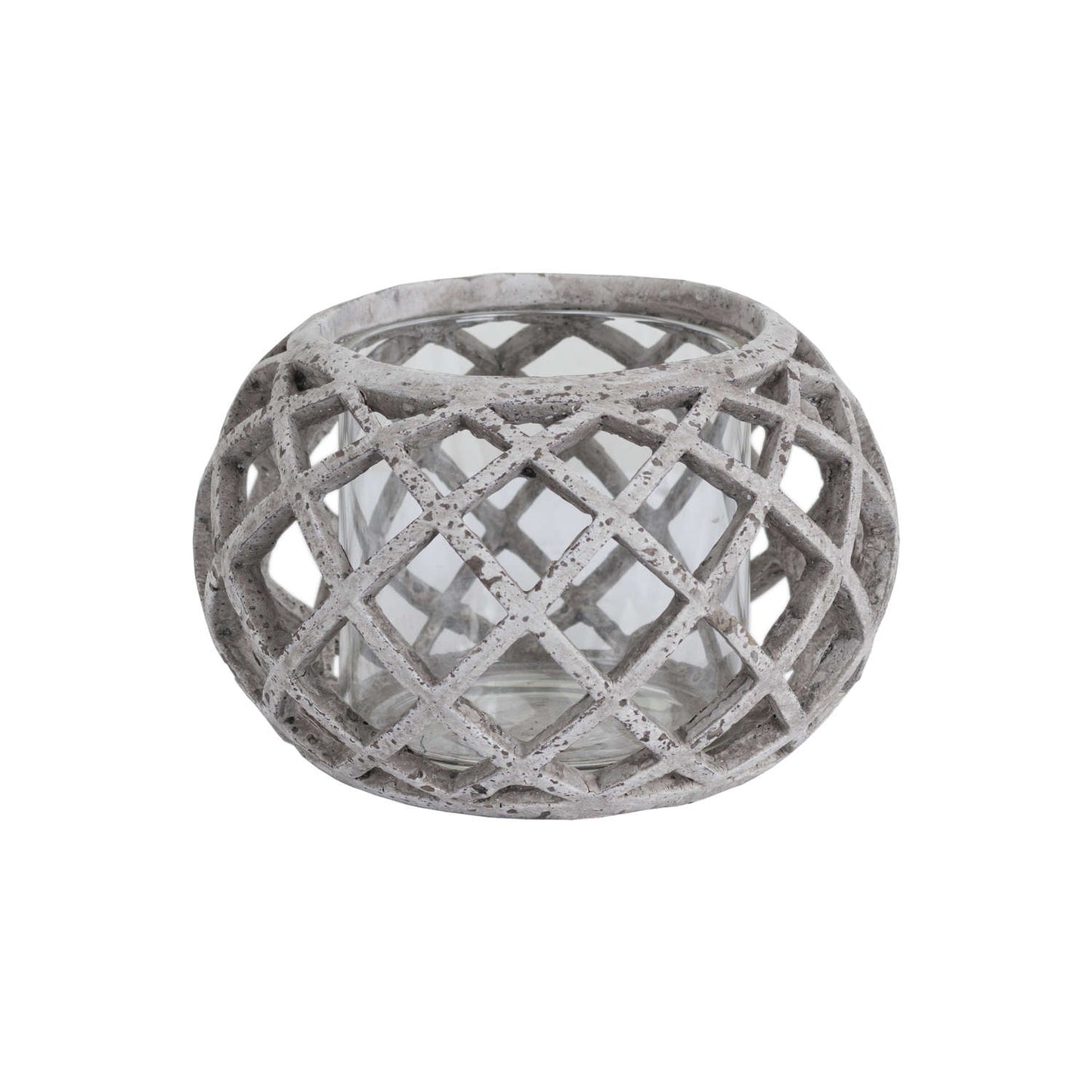 Round Ceramic Lattice Hurricane Lantern - Small image 0