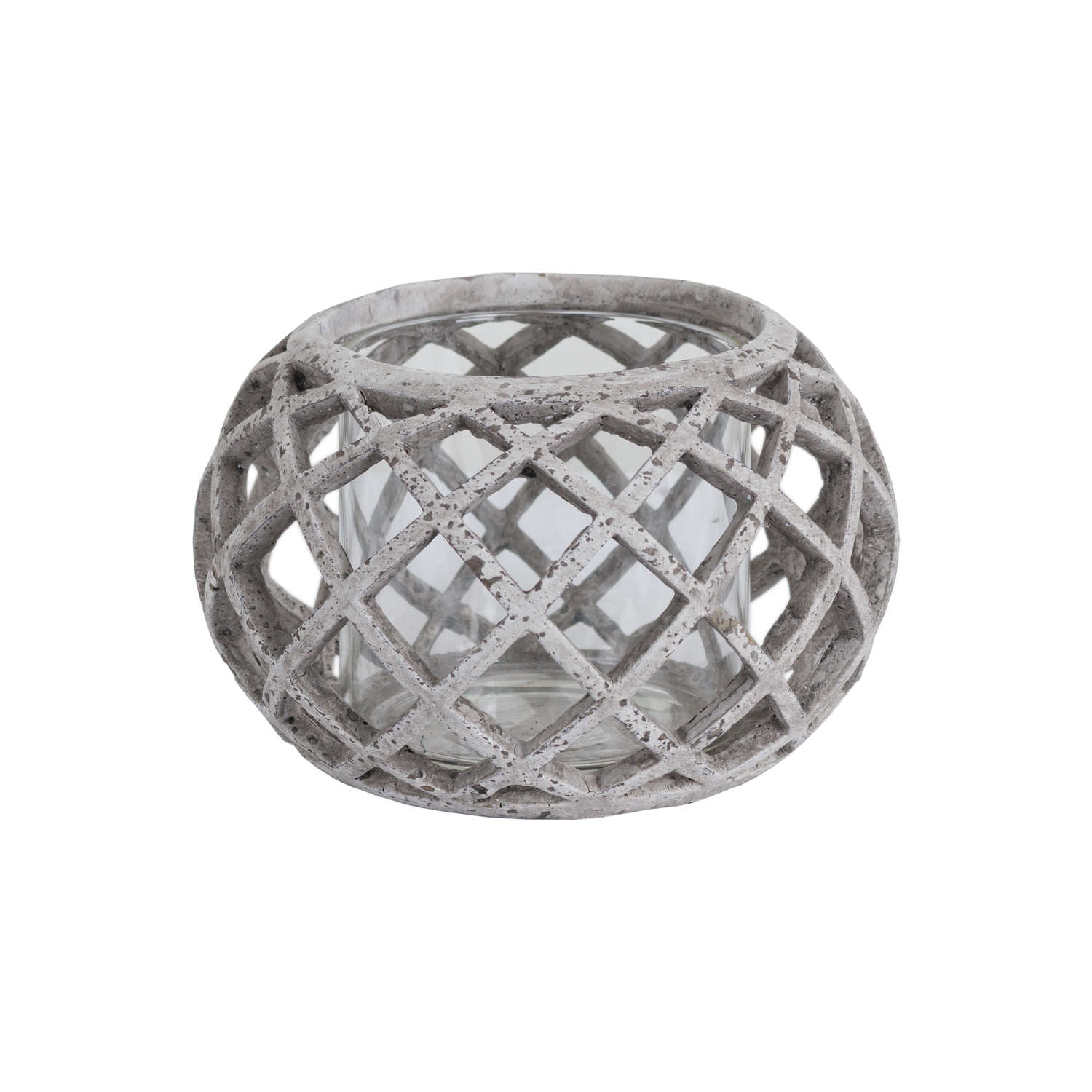 Round Ceramic Lattice Hurricane Lantern - Small image 0
