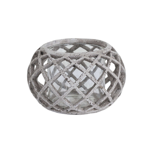 Round Ceramic Lattice Hurricane Lantern - Small image 0