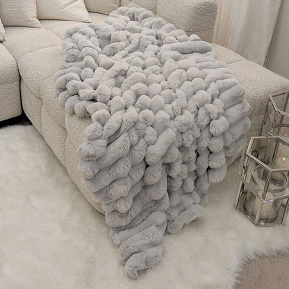 Isla Grey Chunky Ribbed Faux Fur Throw