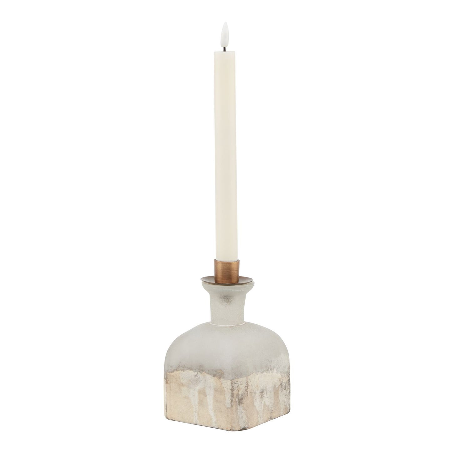 Small Burnished Dipped and Aged Brass Candle Holder Vase