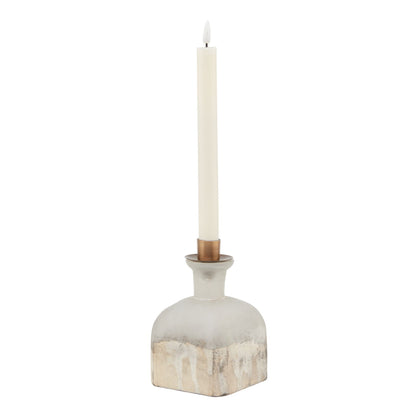 Small Burnished Dipped and Aged Brass Candle Holder Vase