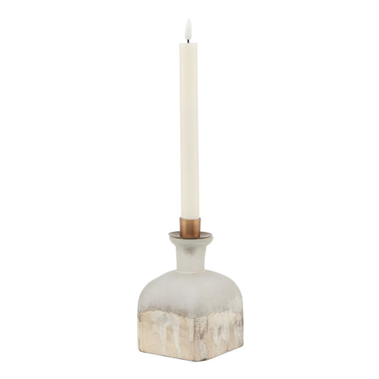 Small Burnished Dipped and Aged Brass Candle Holder Vase