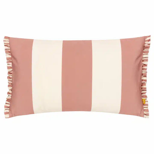 Araya Striped Velvet Cushion Pink image 0