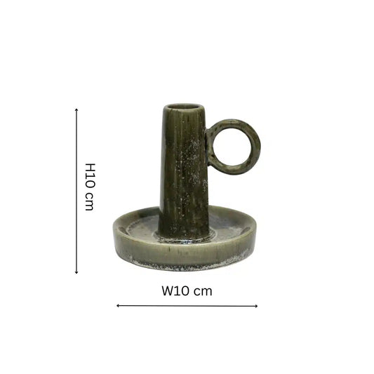 Bowen Ceramic Dinner Candle Holder - Moss image 0