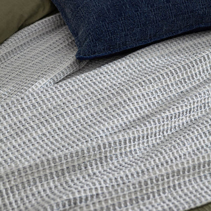 Waffle Textured 100% Cotton Bedspread Dusk Blue image 2