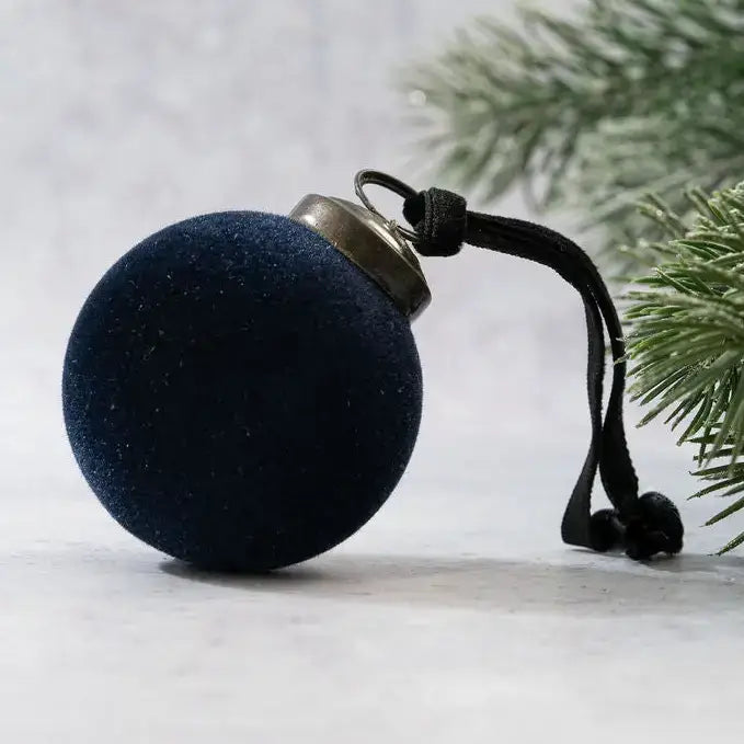 2’’ & 3’’ Old Navy Velvet Covered Glass Hanging Bauble