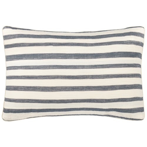 Woven Stripe Cotton Cushion Dusk Blue image 0
