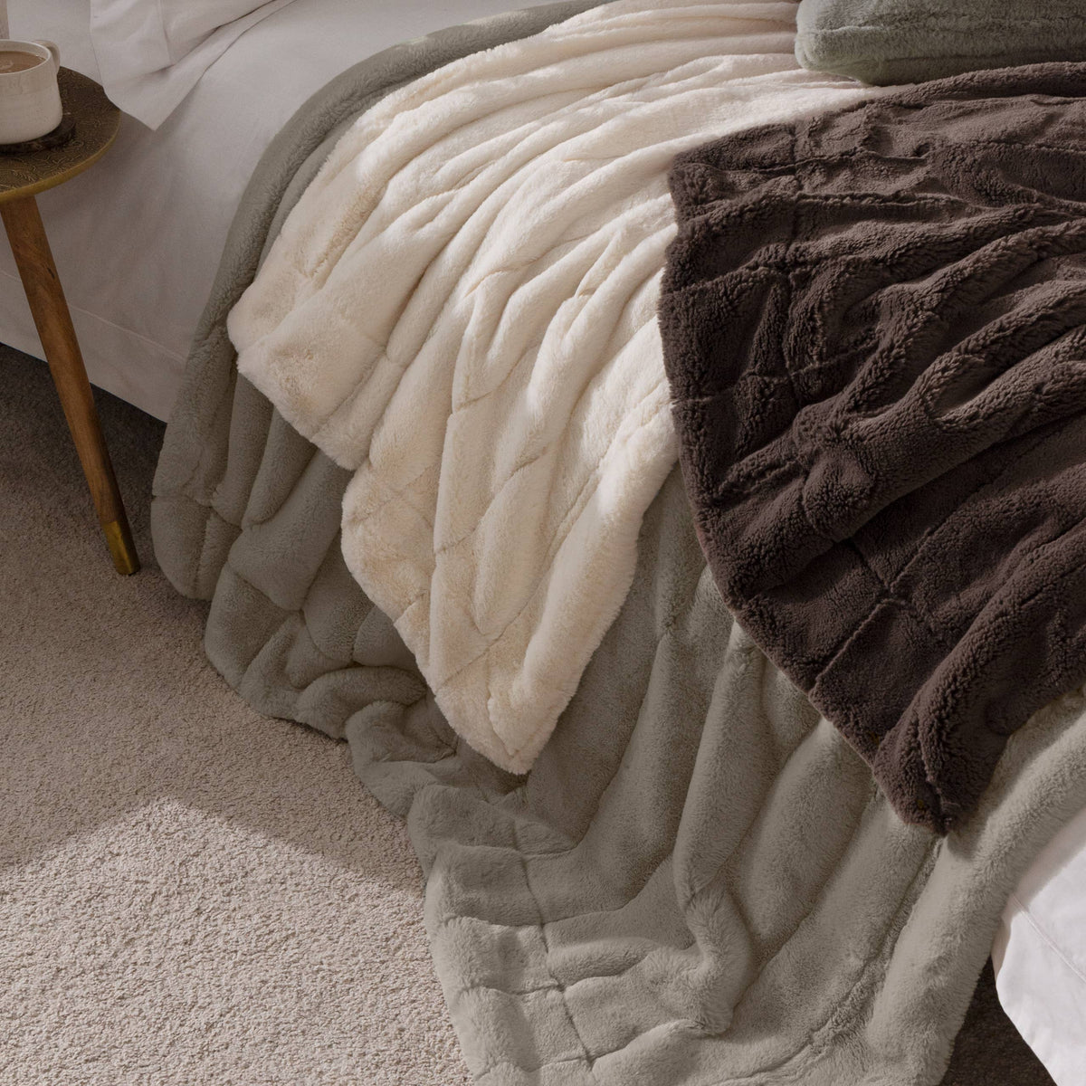 Empress Faux Fur Throw Taupe