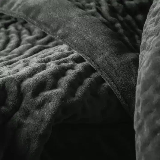 Haze Velvet Quilted Throw Steel image 1