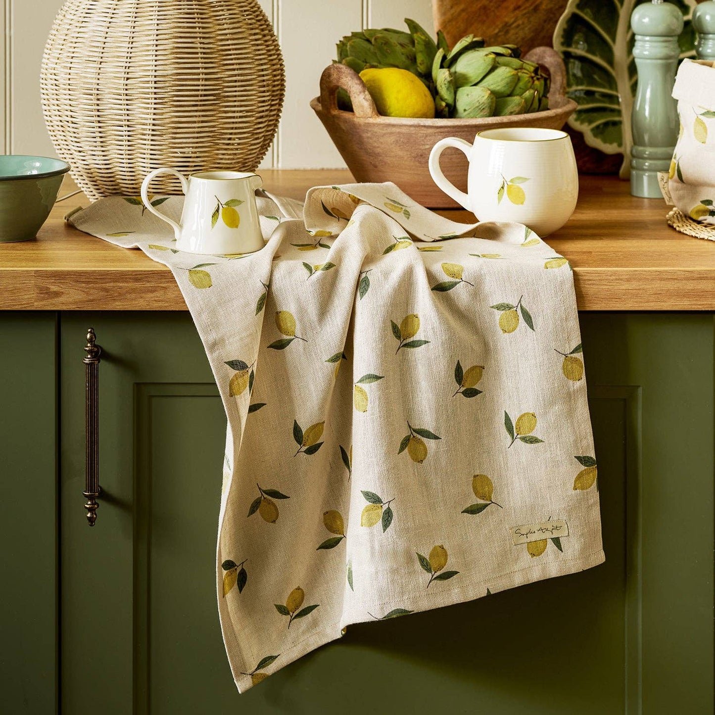 Lemons Linen Tea Towel