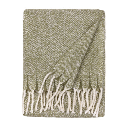 Isla Woven Tasselled Throw Green
