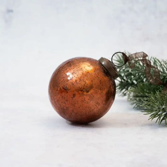 3’’ & 4’’ Russet Crackle Glass Christmas Bauble