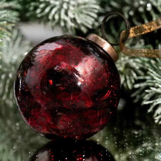 3’’ & 4’’ Wine Crackle Glass Christmas Bauble