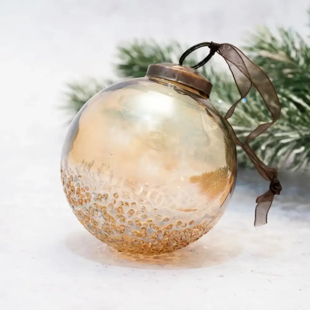 3’’ Champagne Moitie Glass Hanging Bauble