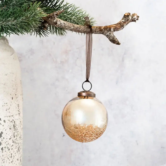3’’ Champagne Moitie Glass Hanging Bauble