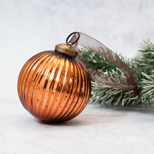 3’’ Russet Glass Ribbed Ball Decoration