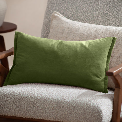 Merton Rectangular Velvet Cushion Olive Oil image 4