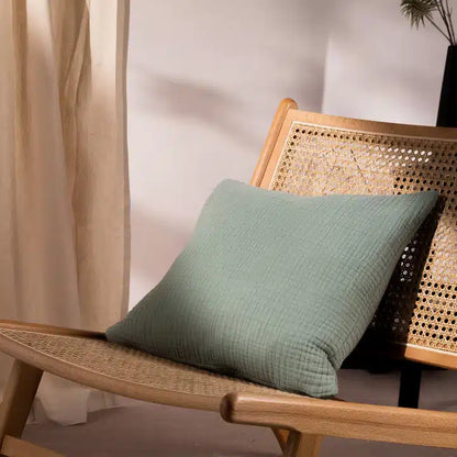 Lark Muslin Crinkle Cotton Cushion Eucalyptus image 1