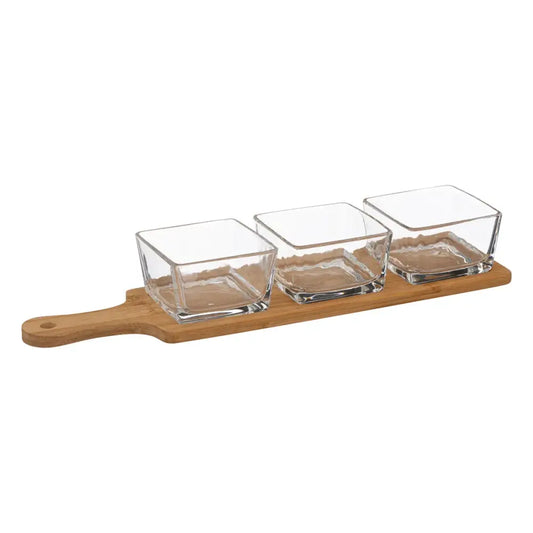 4 Piece Bamboo and Glass Aperitif Set image 0