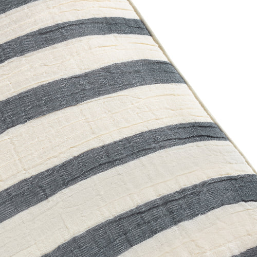 Woven Stripe Cotton Cushion Dusk Blue image 1