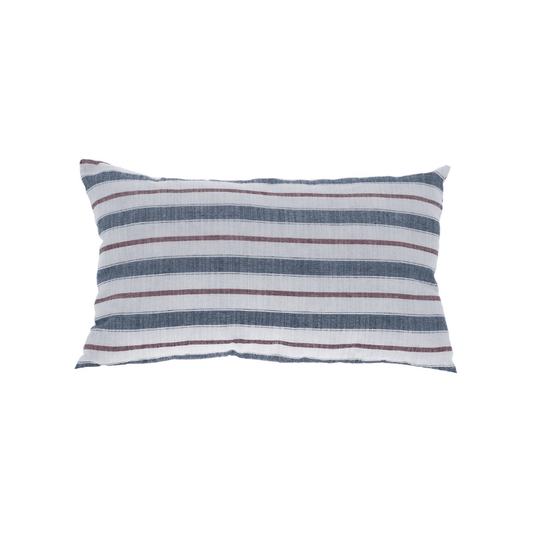 Rectangular Navy & Red Striped Cushion image 0