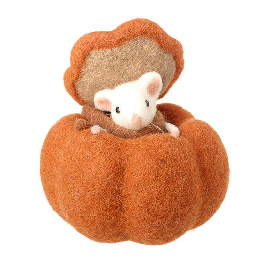 Felt Mouse In Pumpkin