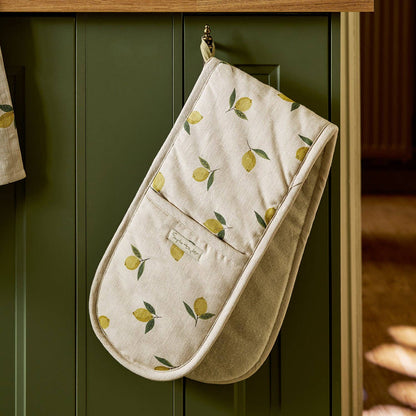 Lemons Linen Double Oven Glove