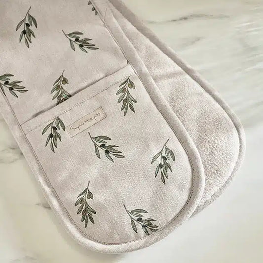 Olive Linen Double Oven Glove image 1