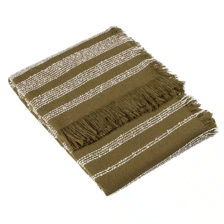Jour Woven Fringed Throw Olive image 0