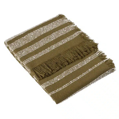 Jour Woven Fringed Throw Olive image 0