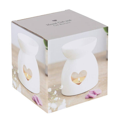 White Heart Cut Out Oil Burner and Wax Warmer