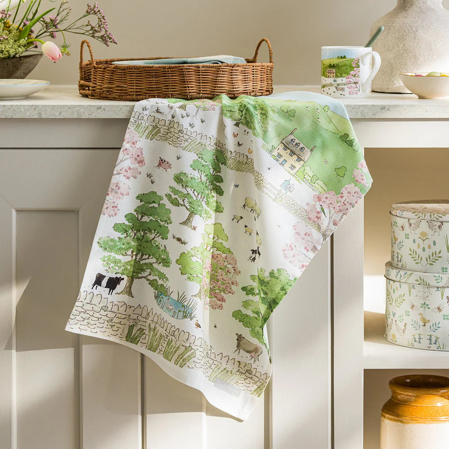 Spring Cottage Scene Tea Towel image 2