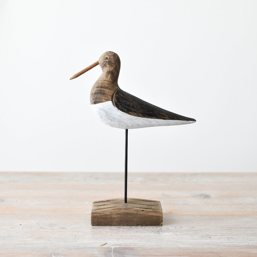 Large Wooden Bird Statue on Base