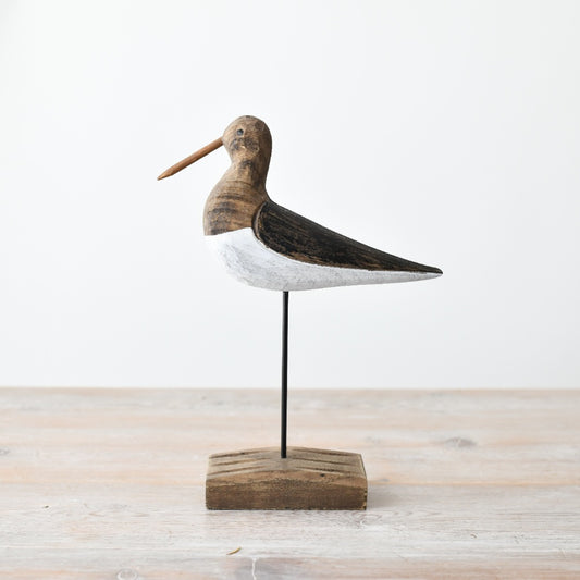 Large Wooden Bird Statue on Base