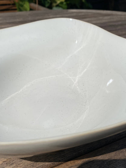 Large Serving Bowl Organic Shaped Ceramic White Salad Dish