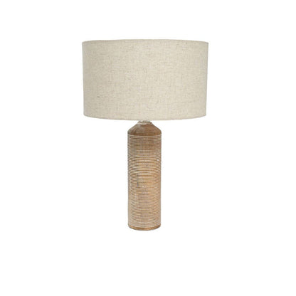 Abson - Distressed White, Wooden Table Lamp with Linen Shade