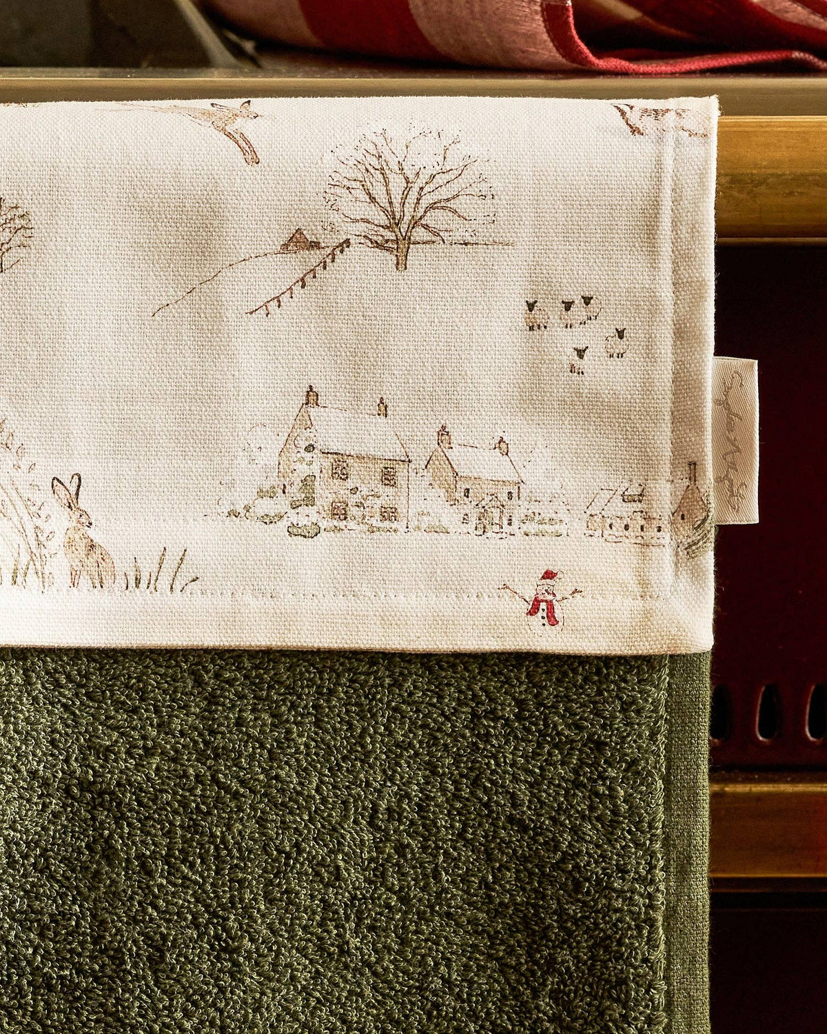 Snowy Village Roller Hand Towel