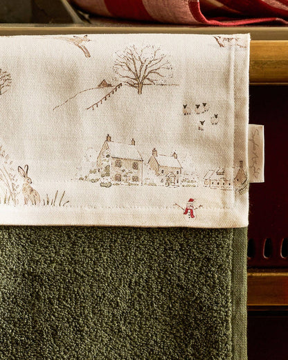 Snowy Village Roller Hand Towel