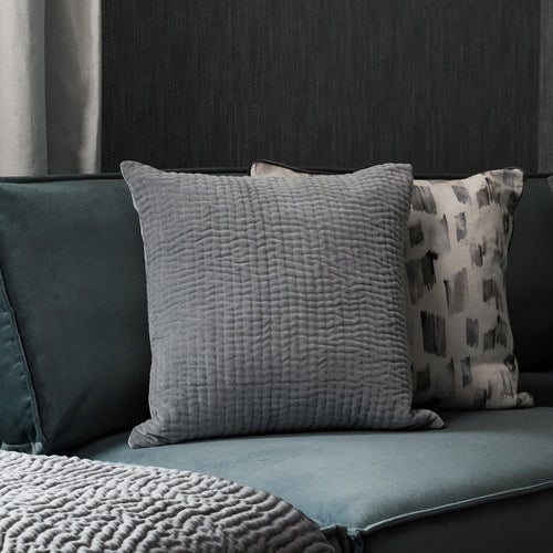 Haze Embroidered Feather Cushion Steel image 3