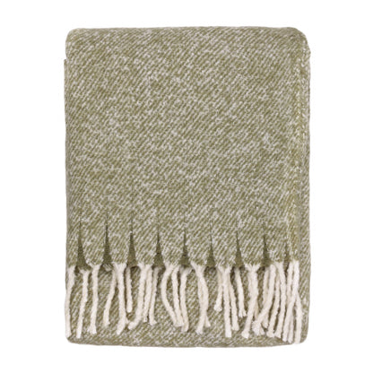 Isla Woven Tasselled Throw Green