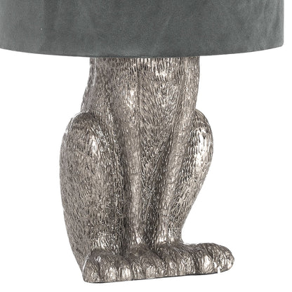 Silver Hare Table Lamp With Grey Velvet Shade image 2