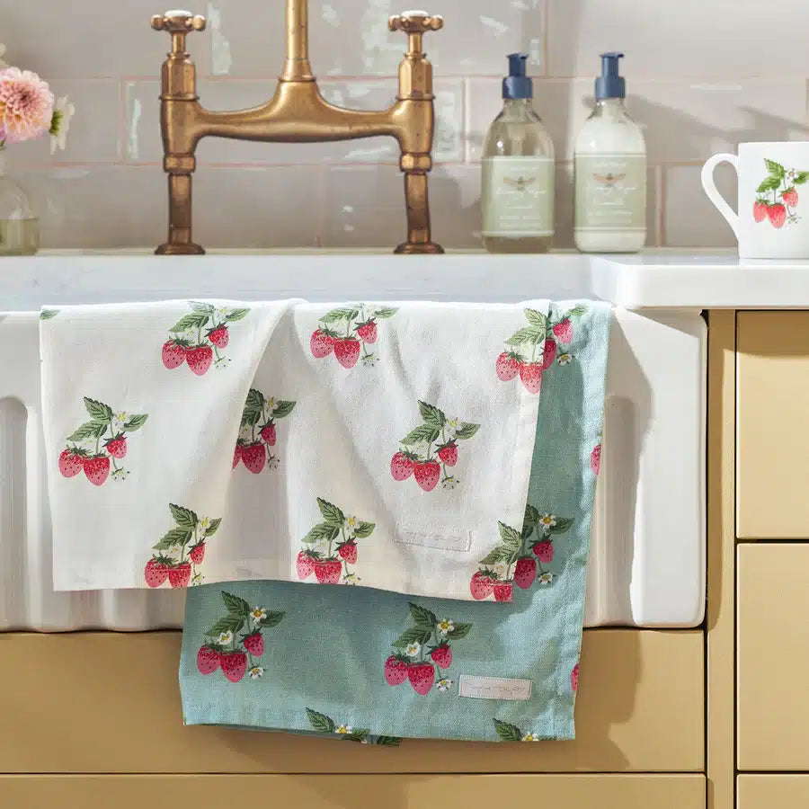 Strawberries Blue &amp; White Tea Towel (Set of 2) image 1